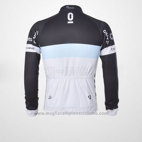 2011 Abbigliamento Ciclismo Trek Leqpard Nero e Celeste Manica Lunga e Salopette